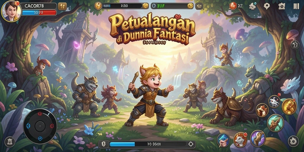 Screenshot gameplay menunjukkan petualangan seru di dunia fantastis.