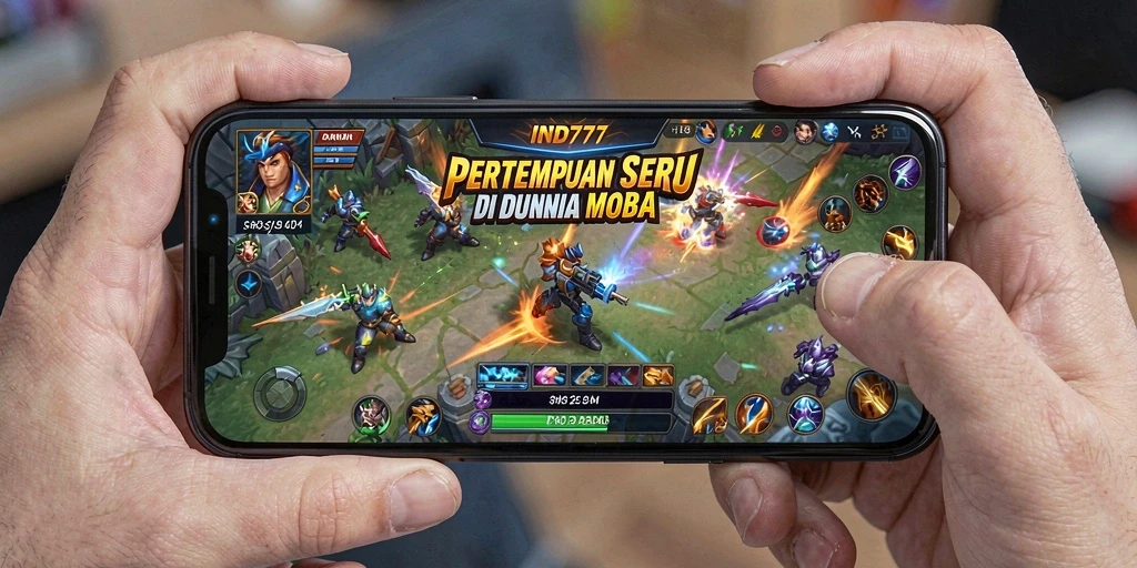 Screenshot IND777 menampilkan aksi seru dalam pertempuran MOBA.