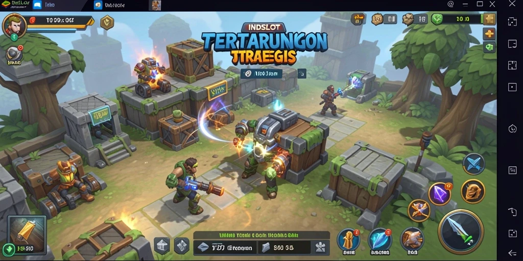 Tangkapan layar gameplay INDSLOT menunjukkan serangan musuh dan pertahanan strategis.