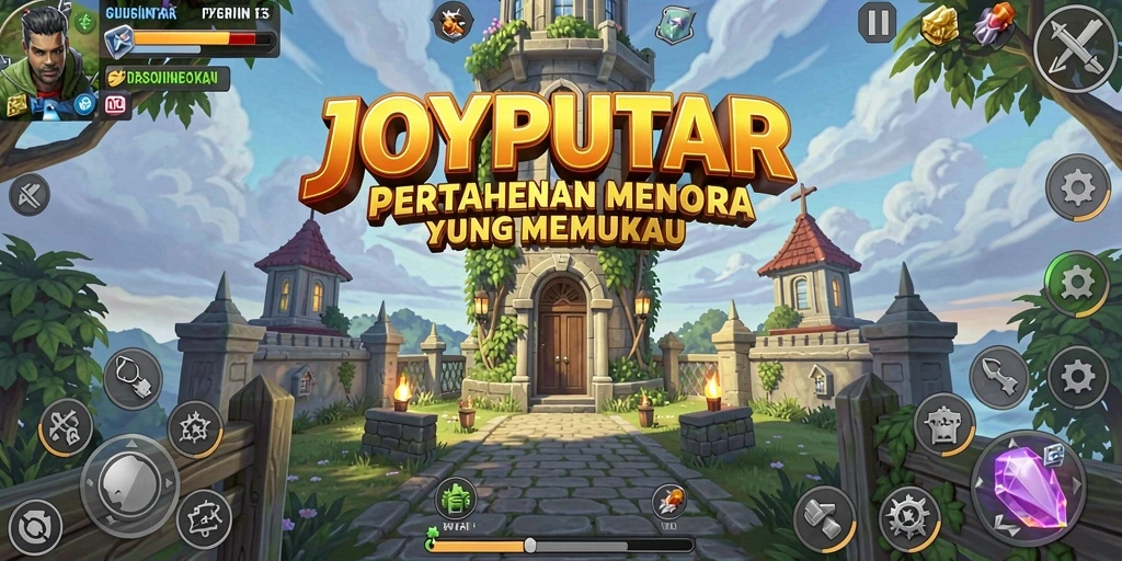 Tampilan gameplay Tower Defense yang mendebarkan dan grafis menawan.