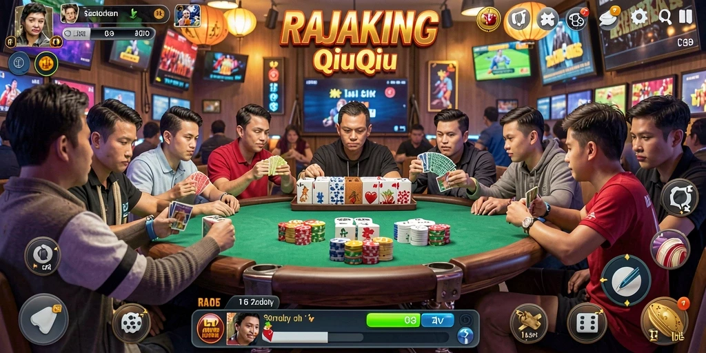 Tampilan menakjubkan gameplay QiuQiu di RAJAKING.