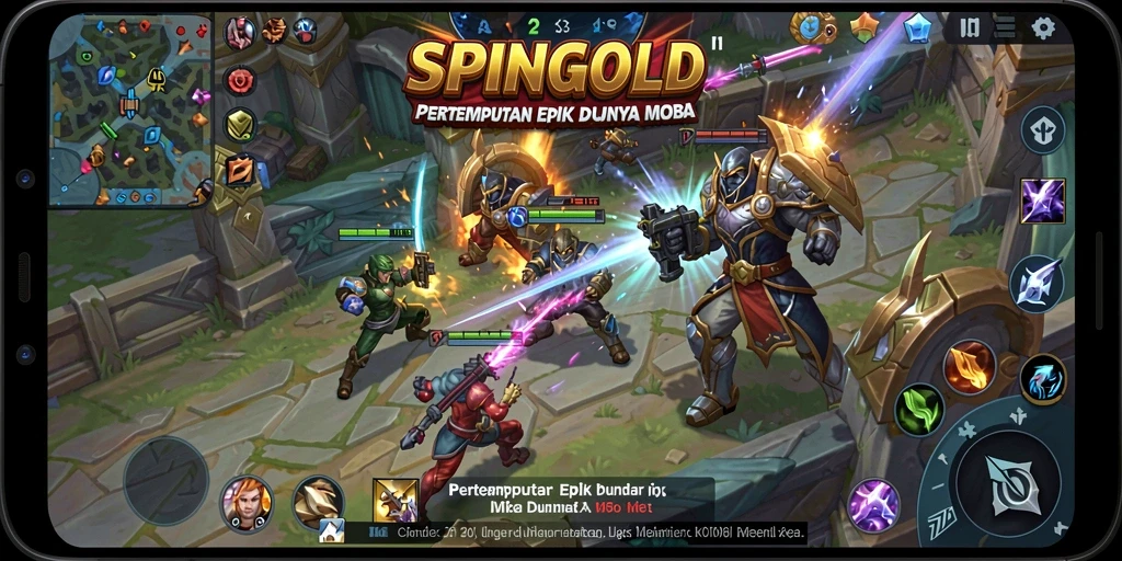 Gameplay seru SPINGOLD dalam pertempuran epik MOBA.